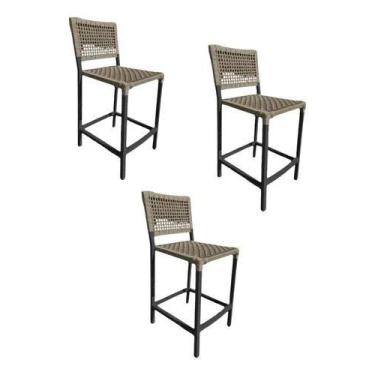 Imagem de Kit 3 Banquetas Altas Corda Náutica Área Externa E Interna - Universe