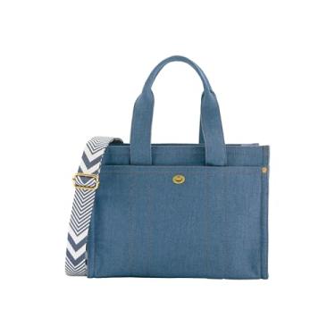 Imagem de UIBRN Bolsa jeans feminina, bolsa jeans de ombro transversal, bolsas de mão com alça superior para trabalho e viagens, Jeans azul, Medium
