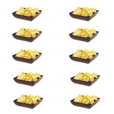 Imagem de 10un Saladeira Quadrada 750ml Travessa Petisqueira Marrom Es - Evo