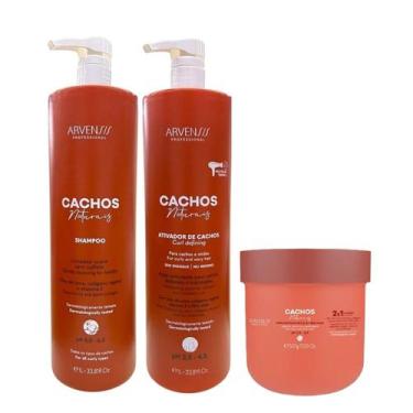 Imagem de Kit Arvensis Cachos Naturais - Shampoo 1L + Ativador de Cachos 1L + Má