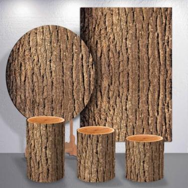 Imagem de Capas para Painel de Festa Infantil Tronco Arvore Fake Marrom Trio Cilindro Redondo Retangulo(Kit Completo PRRC340)