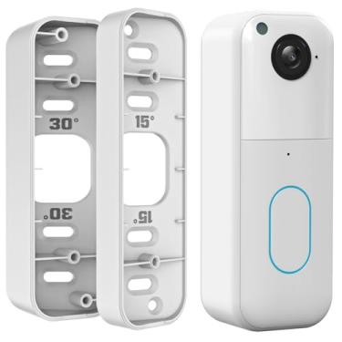 Imagem de Suporte de campainha Blink, ajustável (15 a 45 graus), suporte de montagem sem perfuração para câmera Blink (1ª geração e 2ª geração), suporte de ângulo de visão amplo, branco