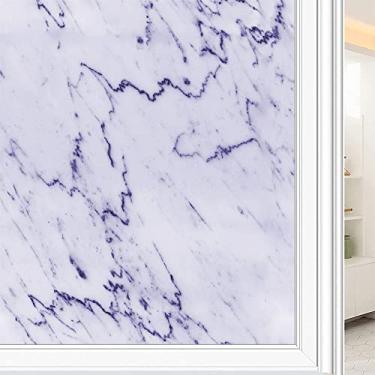 Imagem de Película de janela de privacidade de mármore, textura de estilo mármore, filme de vidro para sala de estar e escritório em casa, L90 x C 190 cm