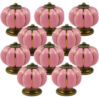 Imagem de Kit 10 Puxador de Porcelana Cerâmica Abóbora Gaveta Armário Móveis Retrô Vintage Colonial Rosa C1008 – Casa Nobile