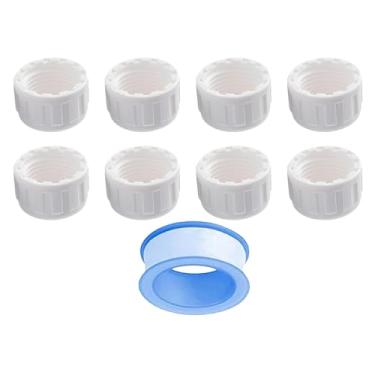Imagem de 8 peças de acessórios de tubulação de tampa de acoplamento de PVC branco adaptador de plugue de extremidade de tubo de PVC SCH40 adequado para tubos ou conexões de rosca fêmea de 1,9 cm HE031-3/4