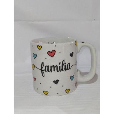 Imagem de Caneca porcelana branca decorada faixa 280 ml - AMA arts, Família