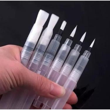 Imagem de Kit 6 Canetas Pincel Aquarela Waterbrush Reservatório Água - Minymix