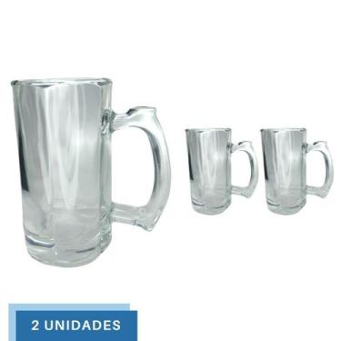 Imagem de 2 Caneca Restaurante Vidro Grosso Chopp Cerveja 380ML - PRATICASA, 0 G