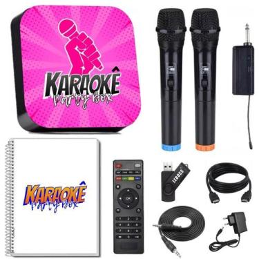 Imagem de Karaoke Party Box Rosa +2 Microfones Sem Fio + Catalogo - Karaokê Part