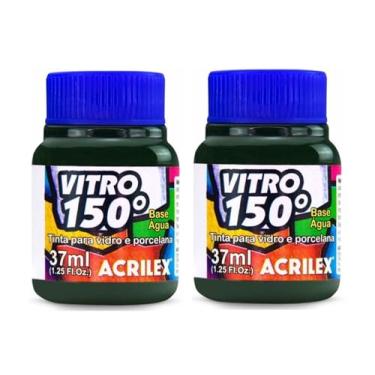 Imagem de Kit Com 2 Tintas Acrilex para Vidro 37ml - Vitro 150 Escolha Sua Cor à Base de Água, Cerâmica e Porcelana Durabilidade e Acabamento Impecável em Projetos de Pintura em Vidro, Porcelana, Cerâmica e Faiança. (Verde Musgo 513)