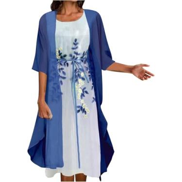 Imagem de Vestidos Para Mãe Da Noiva Para Mulheres 2 Peças Roupas Elegantes Ternos De Vestido De Renda Oco Out Cardigan De Manga Longa Vestido Sem Mangas Conjuntos De Vestidos Para Convi, 7*blue, XXL