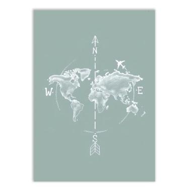 Imagem de Placa Decorativa Mapa Minimalista Giz Viagem