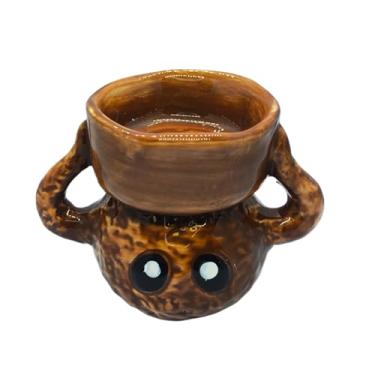 Imagem de Castiçal de cerâmica com bola de carvão criativo - suporte de vela de chá fofo de desenho animado, decoração de mesa de aromaterapia (preto/branco/marrom, 9,5 x 5,8 x 7 cm) - presentes exclusivos para