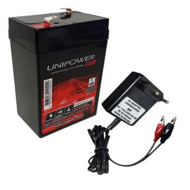 Imagem de Kit Bateria 6V 4,5ah Unipower + Carregador - Moto Elétrica