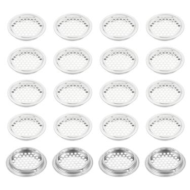 Imagem de PATIKIL Ventilação circular de 60 mm, 20 peças de aço inoxidável com orifício de malha redonda para saídas de ar de painel duplo de malha redonda para guarda-roupas de cozinha, sapatos, armários