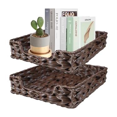 Imagem de 2 peças, bandeja de arquivo A4, cesta de cartas, bandeja de papel, cesta de arquivo para organizador de mesa, bandejas de documentos tamanho carta para organizador de tanque de banheiro de escritório