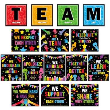 Imagem de gisgfim 15 peças de pôsteres inspiradores para sala de aula, trabalho em equipe, quadro de avisos motivacional, equipe colorida, juntos, somos melhores, decoração positiva para escritório, escola
