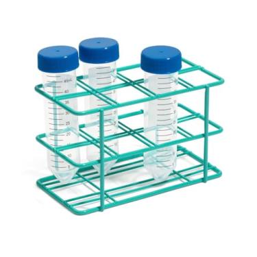 Imagem de United Scientific™ Rack de arame revestido com expóxi, tubos de centrífuga de 50 ml, 8 lugares, azul-petróleo
