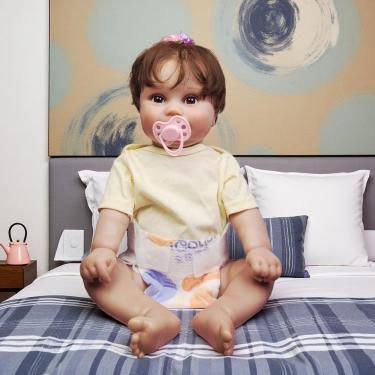 Imagem de WKMRH Bebê Boneca Reborn Realista Original,Bebê reborn Abra olhos Menina Vinil Corpo Inteiro Silicone Macio 3D Corpo Lavável