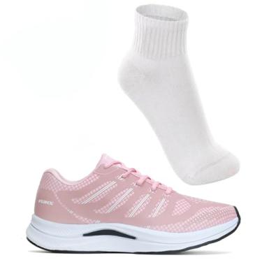 Imagem de Tenis Feminino Academia Corrida Caminhada Leve Confortavel Vuks com Meia Esportiva (Rosa, BR, Adulto, Numérico, 38)