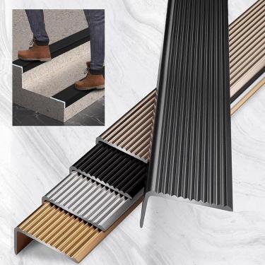 Imagem de Protetor De Borda De Escada Antiderrapante Nariz De Escada De Liga De Alumínio 90cm / 3ft Tiras De Acabamento De Canto De Escada Fora Guarnição De Borda De Escada Interna, Black, W5cmxH2cm