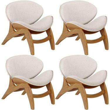 Imagem de Kit 4 Poltronas Decorativa Orgânica Sala Living Kadosh L02 Linho Cru -