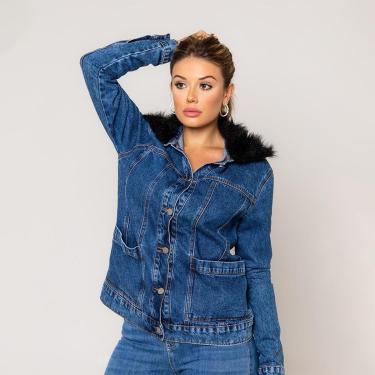 Imagem de Jaqueta Jeans Feminina Capuz com Pelo Disparate-Feminino