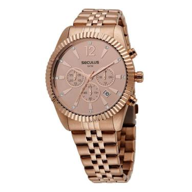 Imagem de Relógio Feminino Seculus Cronógrafo Casual Rose Gold 44066LPSVRS2-Feminino