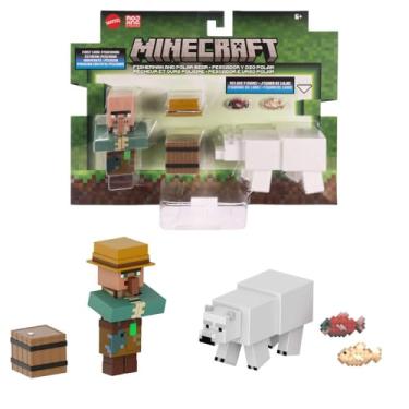 Imagem de Minecraft Vanilla Figura de Ação Pescador e Oso Polar 3.25" para crianças a partir de 6 anos