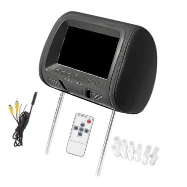 Imagem de BaotyJie de encosto de cabeça de carro com tela de 7 polegadas, display de travesseiro automotivo, acessórios portáteis, resolução de 800x480, tela LCD, Preto Sem Zíper