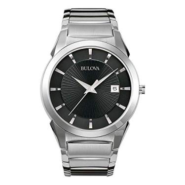 Imagem de Relógio masculino clássico Bulova 96B149, de quartzo, aço inoxidável, tamanho único, prateado