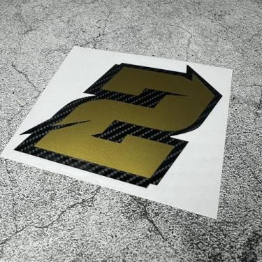 Imagem de Número de corrida de fibra de carbono adesivos de carro algarismos arábicos 012345679 fita para capacete de tanque de combustível do corpo do motor de motocross (2, altura 10 cm)