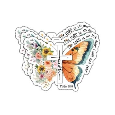 Imagem de (3 peças) Adesivo cristão The Lord is On My Side I Will Not Fear Citações inspiradoras Versículo da Bíblia Salmo 118:6 Jesus Vinil Decalque Adesivos para Tumbler Laptop Kindle Garrafas de Água Livro