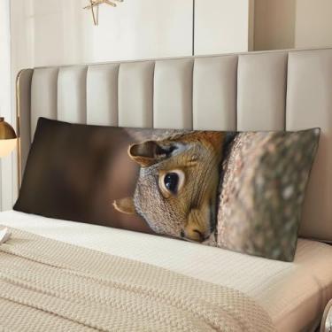 Imagem de Capa de travesseiro Squirrel Just Laying de microfibra longa, presente para mulheres e homens, fronha de corpo ultra macia e aconchegante com zíper oculto para decoração de casa 50 x 137 cm