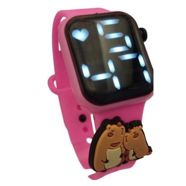 Imagem de Relógio Digital Infantil Capivaras Apaixonadas  Rosa - SMACTUDO