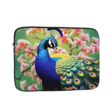 Imagem de Capa para laptop Peacock de 15 polegadas à prova de choque capa protetora para notebook resistente à água bolsa de transporte para computador pasta portátil para homens e mulheres