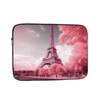 Imagem de Capa para laptop paisagem rosa Torre Eiffel bolsa para laptop bolsa de transporte para computador 13 polegadas capa protetora para notebook