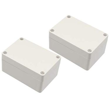 Imagem de Pacote com 2 caixas de junção de plástico IP65 ABS à prova d 'água e à prova de poeira, caixa de junção eletrônica, caixa de junção de 100 × 68 × 50 mm (3,94 pol. × 2,64 pol. × 1,97 pol.) (cinza e branco)
