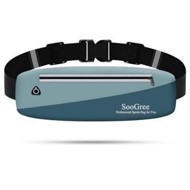 Imagem de SooGree Pochetes finas para mulheres e homens, pochete à prova d'água com tira refletiva ajustável, cinto de corrida para esportes, treino, ciclismo, caminhada, carteira casual com as mãos livres