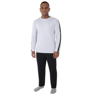 Imagem de Pijama de Inverno Masculino Canelado Peluciado Victory, GG, Mescla esc