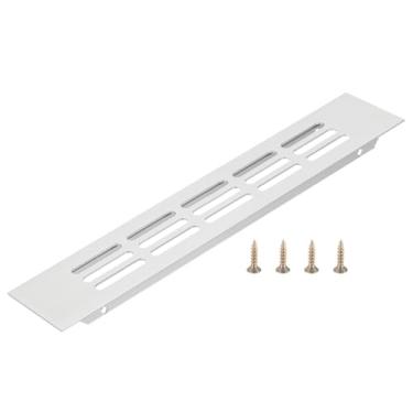 Imagem de PATIKIL Tampa de saída de ar da porta, 22 x 4 cm (dimensões externas), grade de ventilação com venezianas de alumínio, ventilação retangular com parafusos de montagem para armário de sapatos, prata