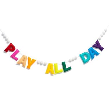 Imagem de Guirlanda de feltro com faixa Happy BIRTHDAY - Cor clássica retrô - Decoração de festa de aniversário infantil (brincar o dia todo)