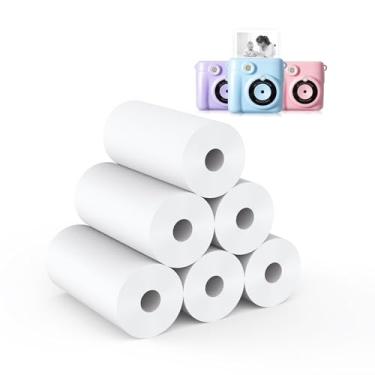 Imagem de 6 rolos de papel de impressão instantânea para crianças - Refil de papel de impressão térmica Hikkon para impressão fotográfica, impressão HD, para a maioria das câmeras infantis (branco)