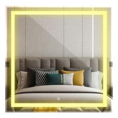 Imagem de Kit 2 Espelhos Quadrados De Parede Jateado Led 100x100 Cm - Espelho To