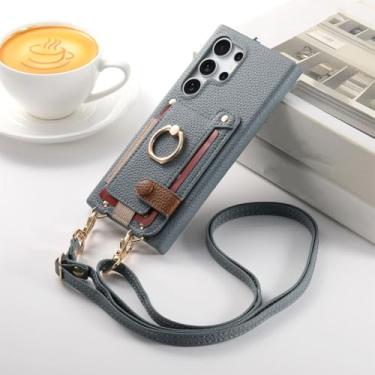 Imagem de YOGISU Para Galaxy A55 5G, carteira transversal com porta-cartões e capa tipo anel (para Galaxy A55 5G/azul)