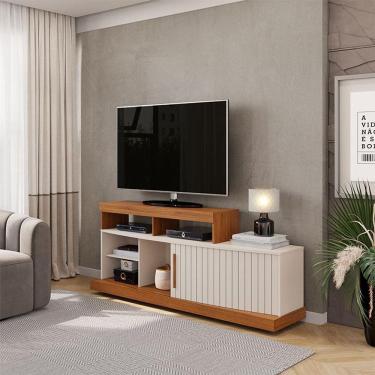 Imagem de Rack Bancada para Sala Ambiente Scala Freijó Off White - DJ Móveis