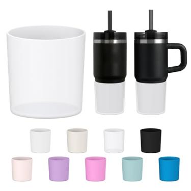 Imagem de WUQID Bota de silicone superior compatível com Stanley Quencher/ProTour 400 ml e IceFlow 400 ml, serve para copos de copo com o mesmo diâmetro de 400 ml capa de garrafa antiderrapante