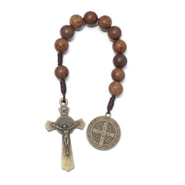 Imagem de KOMI Rosário de bolso com medalha de São Bento 10 mm com medalha de san benitol e crucifixo