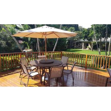 Imagem de Jogo de Mesa Alumínio 1,40m Giratória 6 Cadeiras de Piscina e Guarda S