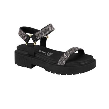Imagem de Sandalia Vizzano Plataforma Strass Ref 6499.103.27030 Preto/hematite Onix 039